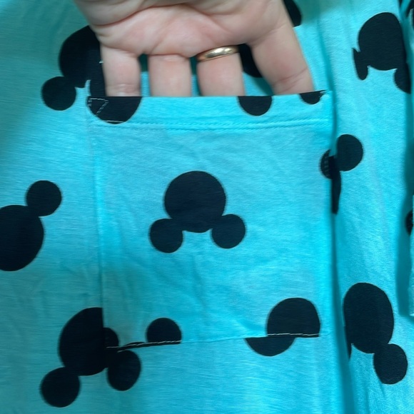 Women’s L Aqua Disney Shirt Mickey Mouse ears pjs top short sleeve 5% spandex - Picture 4 of 9